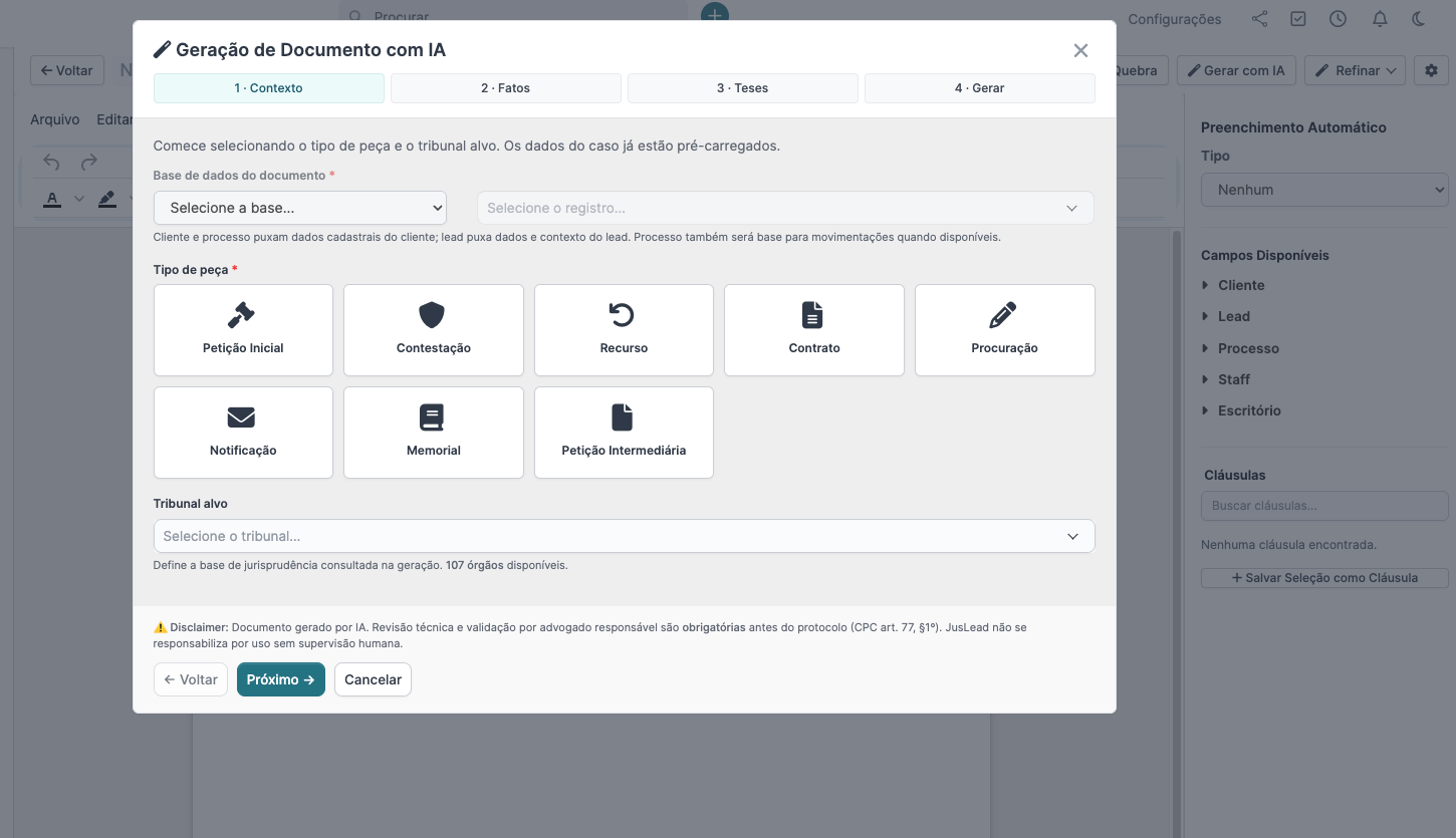 Jusdocs JusLead - criação de documentos jurídicos com IA